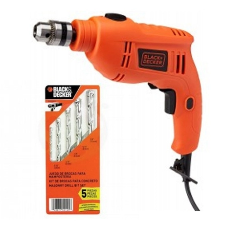 BLACK Y DECKER TALADRO PERCUTOR 3/8 550 W + SET 5 PZAS TB555-K5